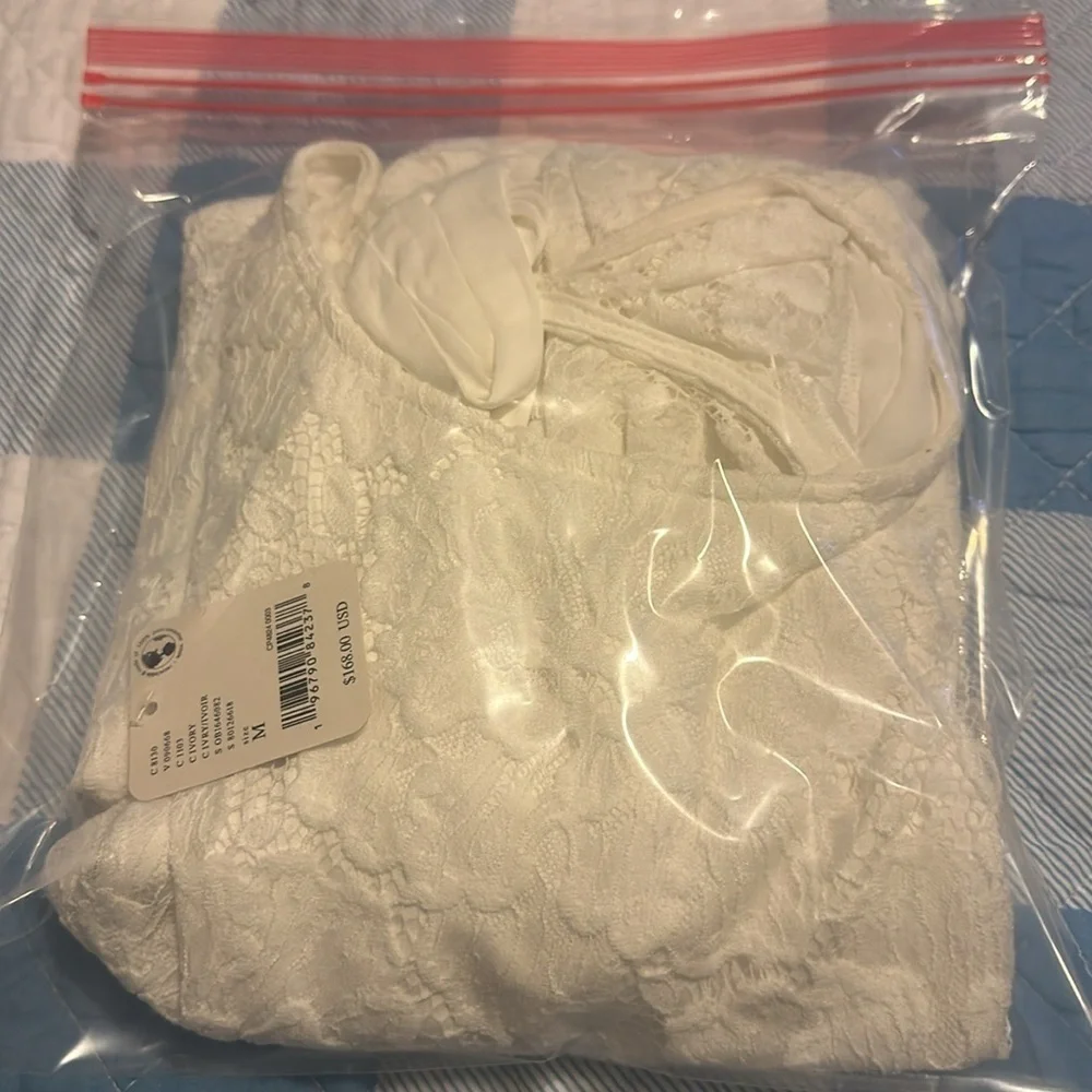 NWT Free People Hailee Puff Sleeve Lace Dress in Ivory